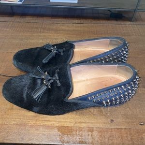 Christian Louboutin tassel pony hair and spike flats